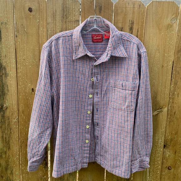 Summit Button Down Shirt Blue And Red Size XL Cotton - Picture 2 of 5